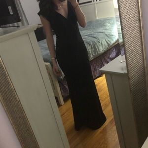Fashion Nova Black Gown with Ruffle Detail